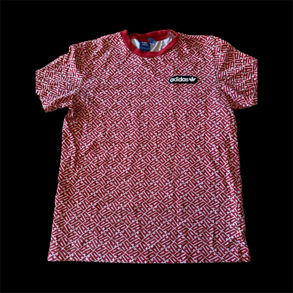 Adidas Red and White Graphic Tee